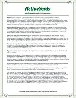 ActiveYards Warranty catalog cover