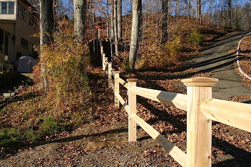 Diamond rail cedar fence — Connecticut residential install by Southington Rustic Fence Company