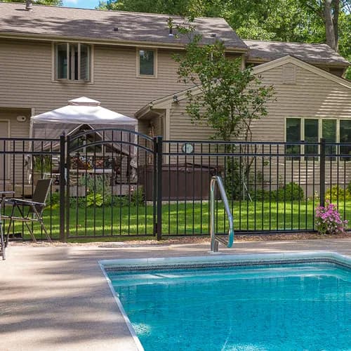 Pool-code ornamental aluminum fence — Southington Rustic Fence Company project