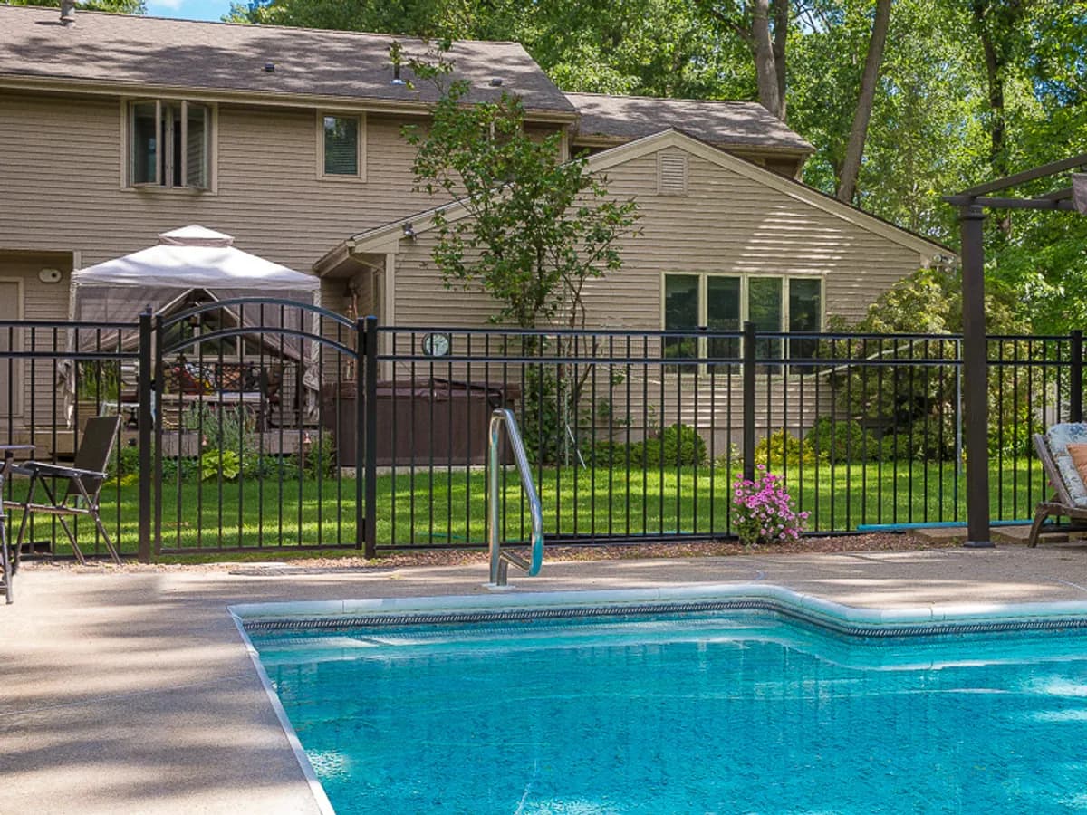 Pool-code ornamental aluminum fence — Southington Rustic Fence Company project
