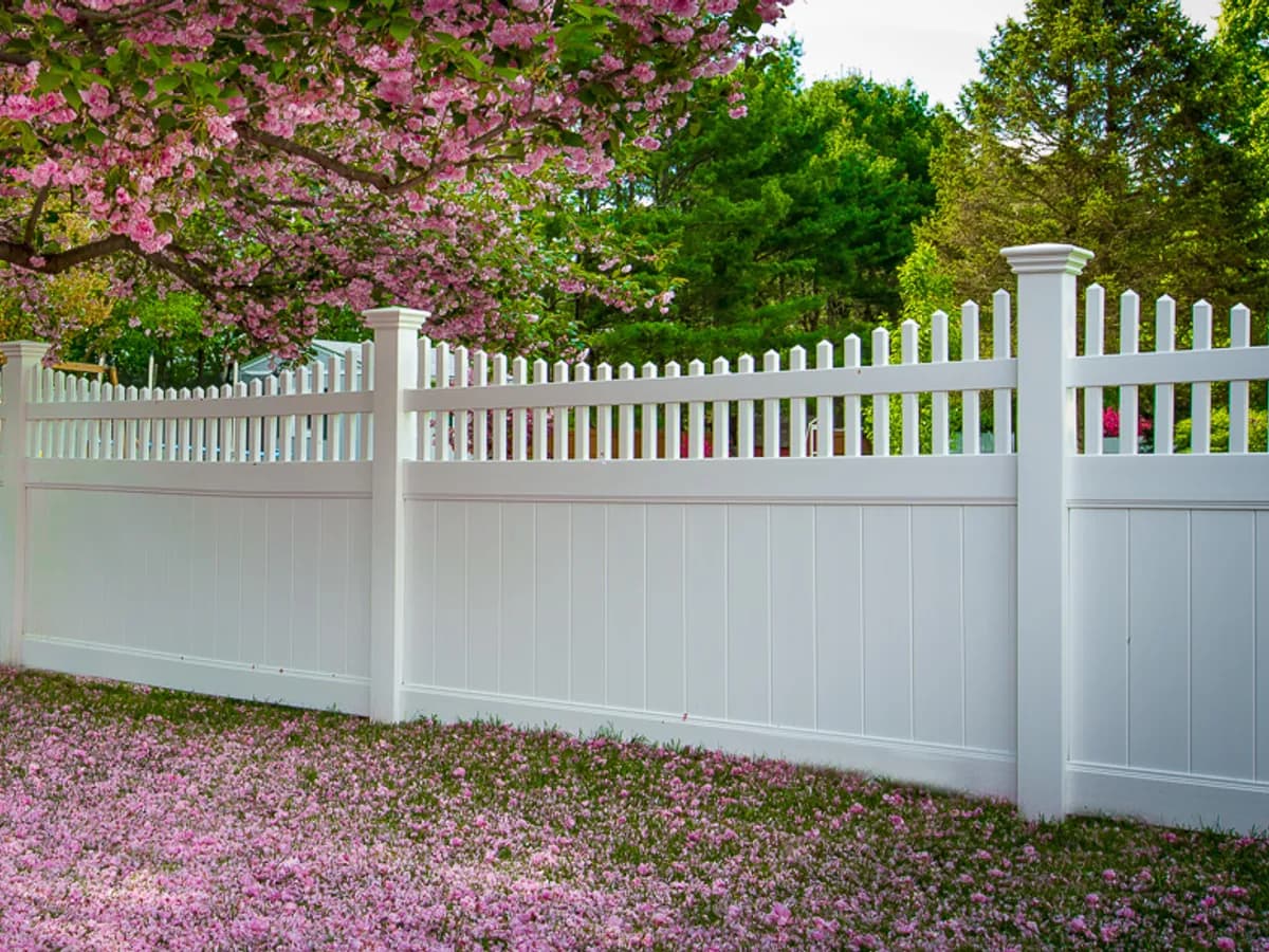 Vinyl fence with custom gate — Southington Rustic Fence Company project
